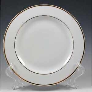 American Atelier Party Time Gold Salad Plate 8" White with Gold Bands